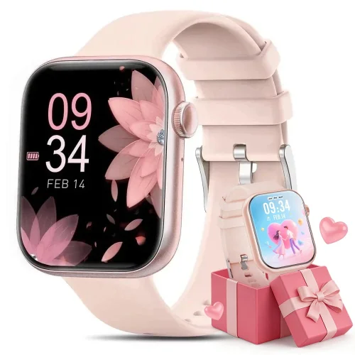 Mingdaln 1.85'' HD Smart Watch with Bluetooth Calling, 120+ Sports Modes and IP68 Waterproof (Pink)