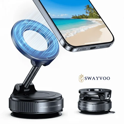 Swayvoo Phone Stand for Desk, Foldable Magnetic Cell Phone Stand 360&deg; Adjustable Alloy Phone Holder for iPhone 17 16 15 14 13 12, Samsung Galaxy, All Smartphones & Tablets