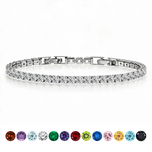 JeenMata 5.5 Carat Round Tennis Bracelet for Women, April Birthstone Cubic Zirconia Jewelry Gift