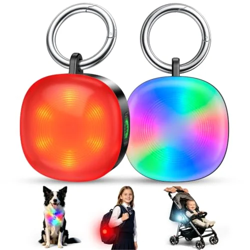 2 Pack Cuvccn Safety Light 100LM, 4 Modes Dog Collar Light, Waterproof & Rechargeable RGB Light