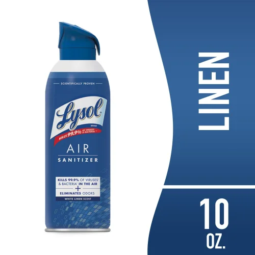 Lysol Air Sanitizer Spray for Air Sanitization and Bacterial Odor Elimination, White Linen, 10 oz