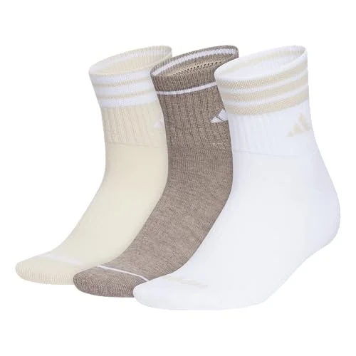 3 Pairs adidas Women's Cushioned 3-Stripe Socks with Targeted Cushioning and Arch Support