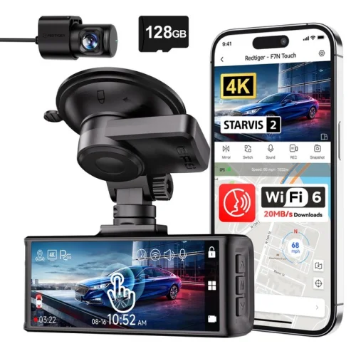 REDTIGER F7NT Front and Rear 4K STARVIS 2 Dash Cam with WiFi, GPS, WDR, and Free 128GB Card