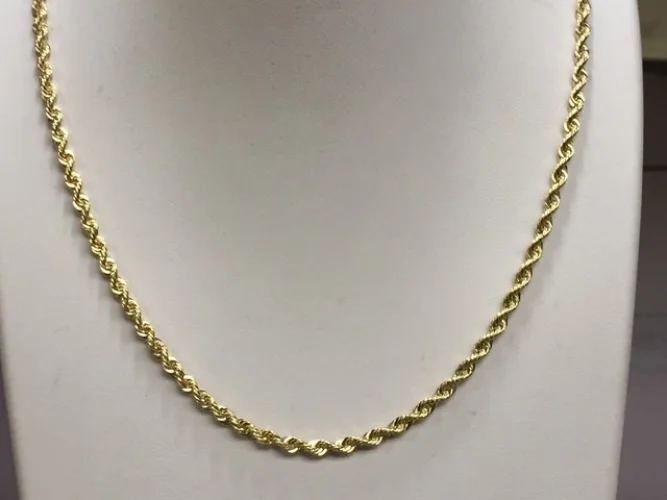 14k Yellow Gold 16" Solid Rope Pendant Link Chain Necklace 3mm 13.1 Grams SR023