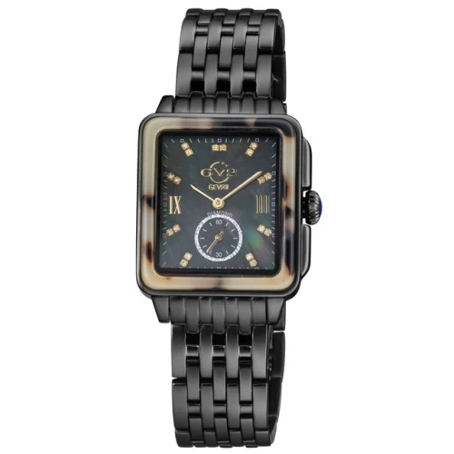 GV2 by Gevril Women's Bari Tortoise 9243B Swiss Quartz Mother of Pearl Dial Diamond Watch