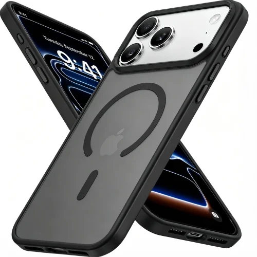 Atgdluk Magnetic Shockproof Case for iPhone 18 Pro, Compatible with MagSafe, Translucent Matte Black