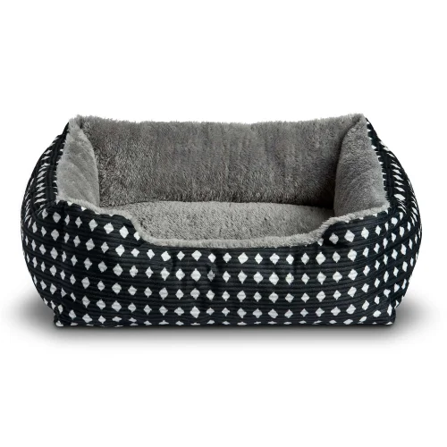 Vibrant Life Small Cuddler Pet Bed, Black and White Diamonds, 19 in x 15 in