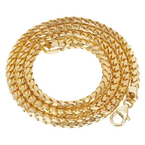 Italian 14k Yellow Gold Solid Diamond Cut Franco Chain Necklace 24" 4mm 51.4gram