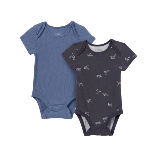 Modern Moments by Gerber Baby Neutral Super Soft Viscose Short Sleeve Bodysuits, 2-Pack, Sizes 0M-12M