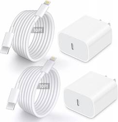 iPhone Charger 10 FT [Apple MFi Certified] 2Pack Long iPhone 13 14 Fast Charger with USB C to Lightning Cable 20W USB C Wall Charger