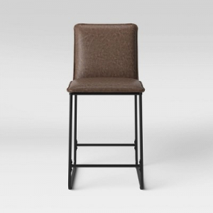 Upholstered Counter Height Barstool with Metal Frame Espresso Faux Leather - Room Essentials™