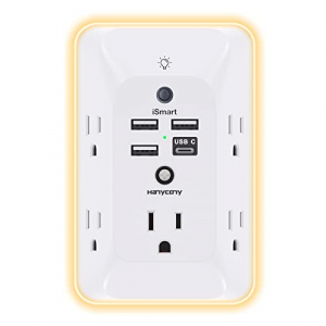 Outlet Extender with Night Light, Multi Plug Outlet, USB Wall Charger Surge Protector 4 USB Charging Port(1USB C), Power Strip Electrical Outlet Splitter Expander for Home Office Dorm Room ETL Listed