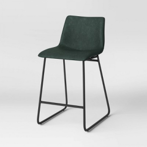 Bowden Upholstered Molded Faux Leather Counter Height Barstool Dark Green - Project 62™