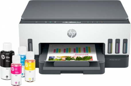 HP - Smart Tank 7001 Wireless All-In-One Supertank Inkjet Printer with up to 2 Years of Ink Included - White & Slate