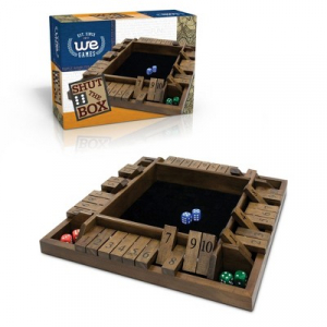 WE Games 4 Player Shut The Box Dice Board Game - Walnut Stained Wood - Travel Size for Family and Adult Game Night Play in Classroom, Home or Bar