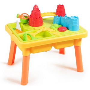 2 in 1 Sand and Water Table Activity Beach Play Set w/ Sand Castle Molds & Cover