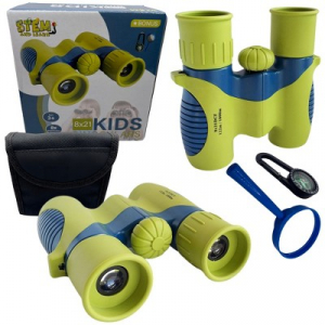 Stem and Learn Binoculars for Kids - Compact, Shock-Resistant Real Toy Binoculars - Kids Camping Toys for 4+ Year Old Girls and Boys