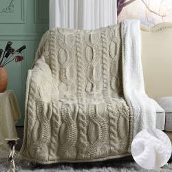 Amélie Home Cable Knit Sherpa Throw Blanket