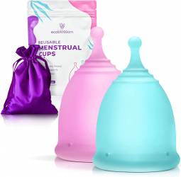 EcoBlossom Menstrual Cup Kit - Tampon, Pad, and Disc Alternative Product - Wear for 12 Hours - Reusable Period Cup