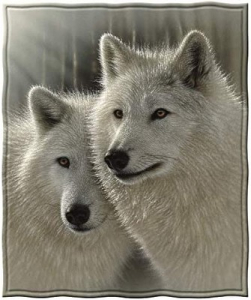 Dawhud Direct 50" x 60" Sunlit Wolves Fleece Throw Blanket for Women, Men and Kids
