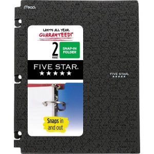 Five Star 2 Pocket Plastic Folders Snap In Portfolio Black