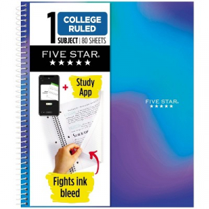 Five Star 80 Sheets College Ruled Notebook Technicolor Tidal