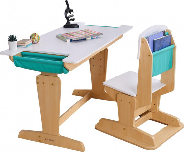 KidKraft Grow Together Pocket Adjustable Desk & Chair Natural