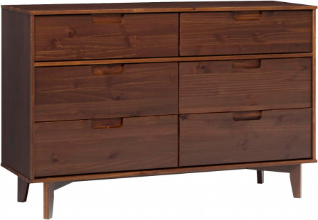 Walker Edison Mid-Century Modern 6-Drawer Dresser - Walnut Brown