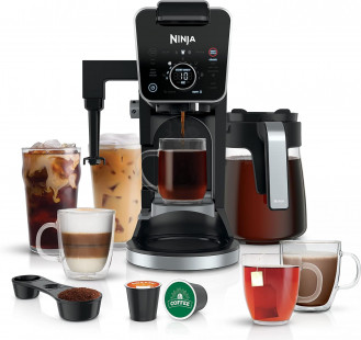 Ninja DualBrew Pro 12-Cup Drip Maker with Glass Carafe, K-Cup Compatibility, 4 Brew Styles, Frother, and Hot Water System (Black)
