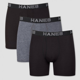Hanes Premium Men's 3pk Boxer Briefs with Anti Chafing Total Support Pouch - Gray/Black XL