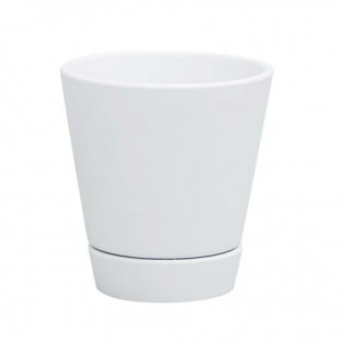 Mainstays Pottery 4" Matte White Ceramic Planter with Saucer