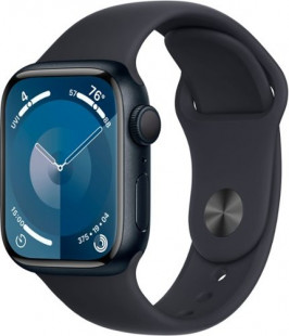 Apple Watch Series 9 (GPS) 41mm Midnight Aluminum Case with Midnight Sport Band - S/M - Midnight