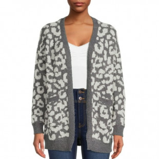 Dreamers by Debut Women's Open Front Print Cardigan Sweater, Midweight