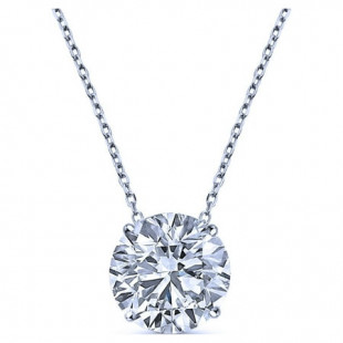 JeenMata 1 Carat Round Cut Moissanite Solitaire Pendant Necklace in 18k White Gold over Silver, Female, Adult