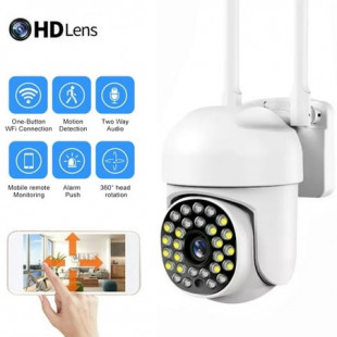 1080P Outdoor Security Camera, Wireless Wifi Surveillance Camera, Rechargeable Home Camera with HD Color Night Vision Mode, 2 Channel Audio, Motion Detection, 360 Degree Wide Angle, White