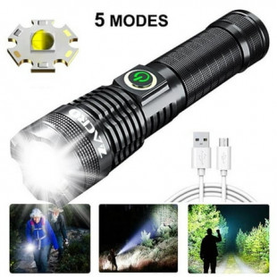 100000 Lumens Rechargeable Flashlight, Waterproof Searchlight Super Bright Powerful LED Flashlight with 5 Modes Zoom Torch for Emergency Hiking Hunting Camping Outdoor Sport