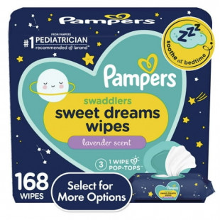 Pampers Sweet Dreams Nighttime Lavender Baby Wipes 3X Flip-Top Packs 168ct (Select for More Options)