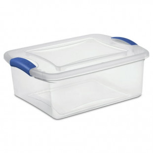 Sterilite 15 Qt. Clear Plastic Latch Box, Blue Latches with Clear Lid