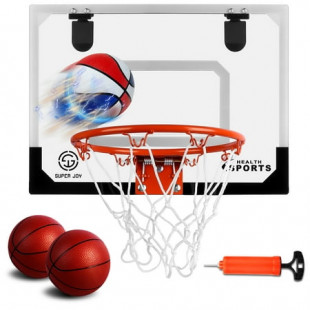 SUPER JOY Indoor Mini Basketball Hoop Set for Kids 17" x 12.5" Door Basketball Hoops for Room&Wall Mounted with Complete Accessories Basketball Game Toys with Balls Gifts for Kids Boys Teens