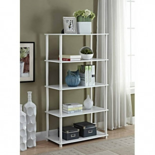 Mainstays No Tools 5-Shelf Storage Bookcase, White