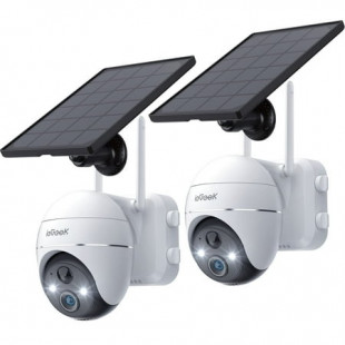 ieGeek PTZ Solar Home Security Camera System, Wireless, WiFi, Outdoor, 2 Pack, 360° View, Spotlight & Siren, 2K/3MP Color Night Vision Wireless Security Camera