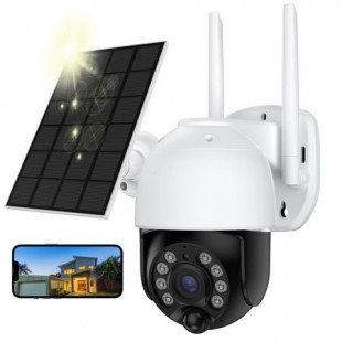TOPVISION 2K Solar Security Camera Outdoor, Security Camera Wireless WiFi with with Spotlight, 4X Digital Zoom, 360° View, PIR Motion Detection, Full Color Night Vision, IP66 Waterproof, Two-Way Talk