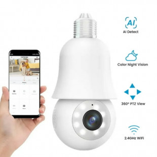 ieGeek 360 Light Bulb Security Camera Wireless WiFi Indoor, 3MP Color Night Vision, Motion Detection, Two Way Audio Home Security Camera