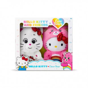 Hello Kitty Loves Cheer Bear 10" Collectible Care Bears Plush 2-Pack - Soft, Huggable Material!