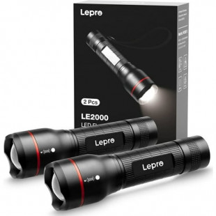 Lepro 2-Pack LED Flashlights LE2000 High Lumen , 5 Lighting Modes, Zoomable, Waterproof, Pocket Size Small Tactical Flash light for Outdoor, Emergency, Camping Gear, Powered by AAA Battery