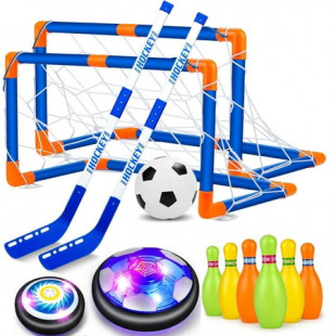 JBee Ctrl 3 in 1 Hover Soccer Ball Hockey Bowling Toys Set for Kids Indoor/Outdoor Sports Games Toys for 3 4 5 6 7 8-12 Years Old Boys Girls Christmas Birthday Gifts for Kids