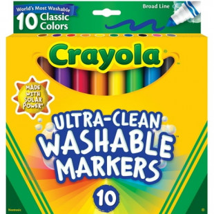 Crayola Ultra-Clean Washable Broad Line Markers, School & Art Supplies, 10 Ct