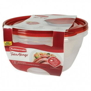 Rubbermaid TakeAlongs 15.7 Cup Round Food Storage Containers, Set of 2, Red