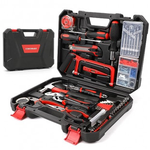 COMOWARE 177 Pcs Home Tool Kit - Basic Household Hand Tool Set, Truck Tool Kit Socket Wrench Combination Tool Set for Home with Plastic Toolbox Storage Case, Rv tool set