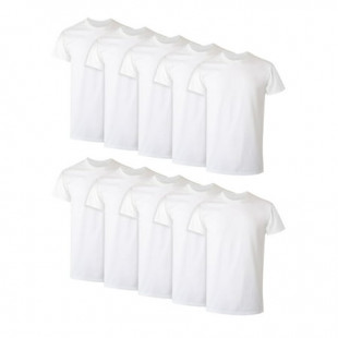 Hanes Men's Super Value Pack White Crew T-Shirt Undershirts, 10 Pack